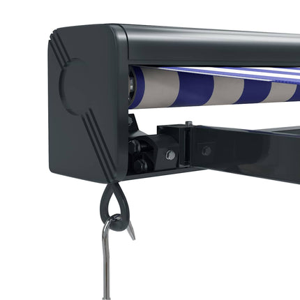 Tenda Sole Retrattile Blu e Bianca 4,5x3 m Tessuto e Alluminio