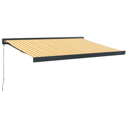 Tenda Retrattile Gialla e Bianca 3,5x2,5 m Tessuto e Alluminio