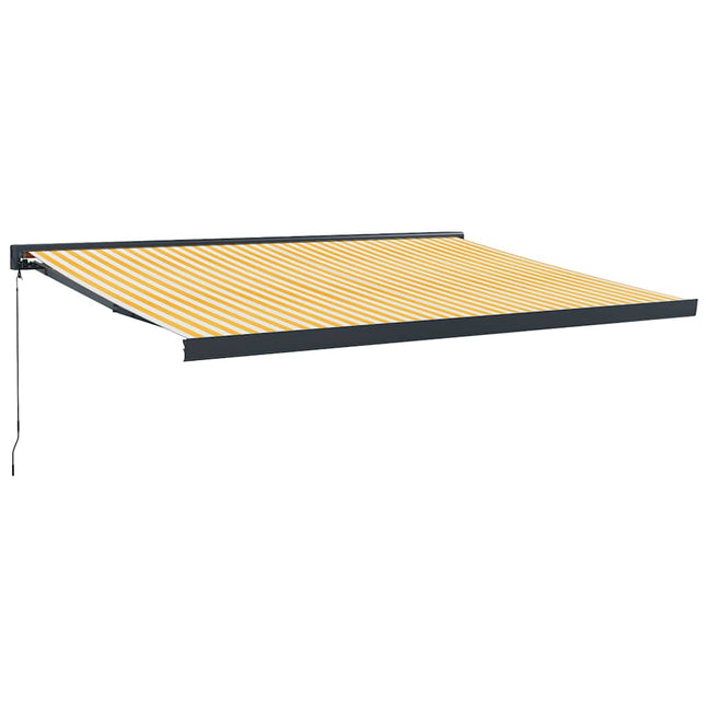 Tenda Sole Retrattile Gialla e Bianca 4x3 m Tessuto e Alluminio