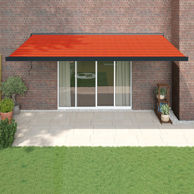 Tenda Sole Retrattile Arancione Marrone 5x3m Tessuto Alluminio