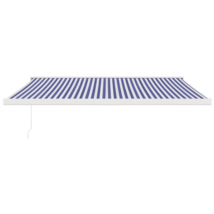 Tenda Sole Retrattile Blu e Bianca 4,5x3 m Tessuto e Alluminio