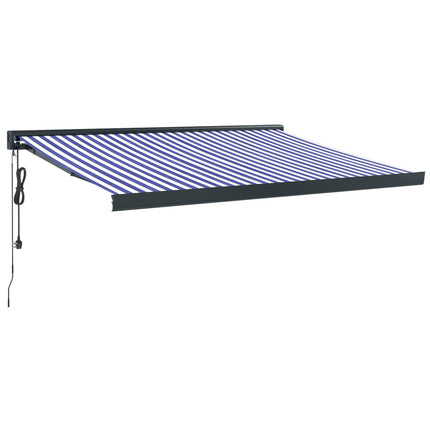 Tenda Sole Retrattile Blu e Bianca 3,5x2,5m Tessuto e Alluminio