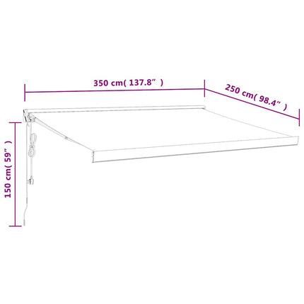Tenda Sole Retrattile Blu e Bianca 3,5x2,5m Tessuto e Alluminio