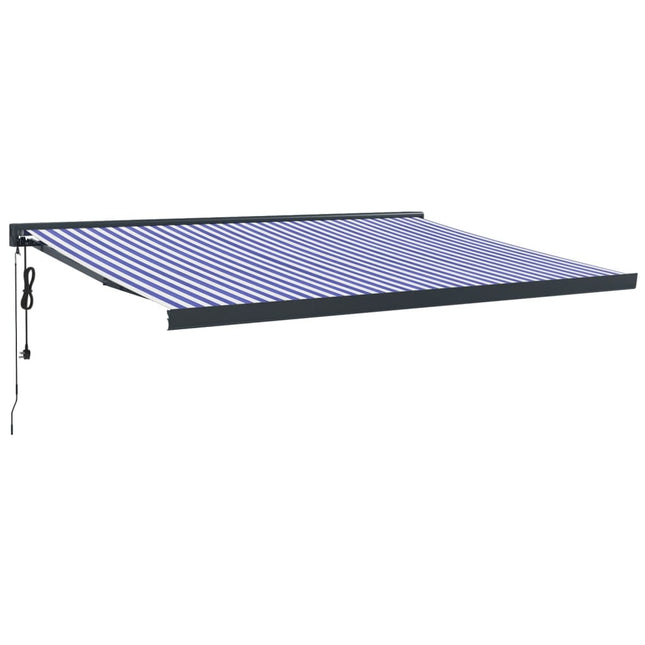 Tenda da Sole Retrattile Blu e Bianca 4x3 m Tessuto e Alluminio