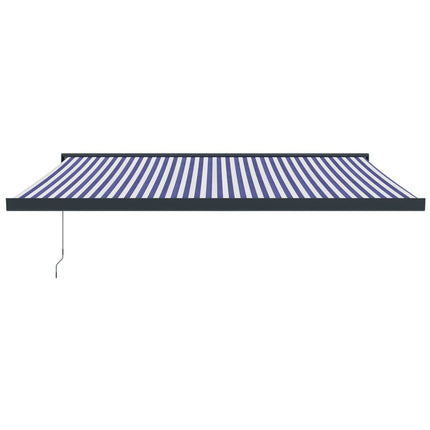 Tenda da Sole Retrattile Blu e Bianca 4x3 m Tessuto e Alluminio