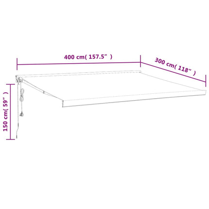 Tenda da Sole Retrattile Crema 4x3 m in Tessuto e Alluminio