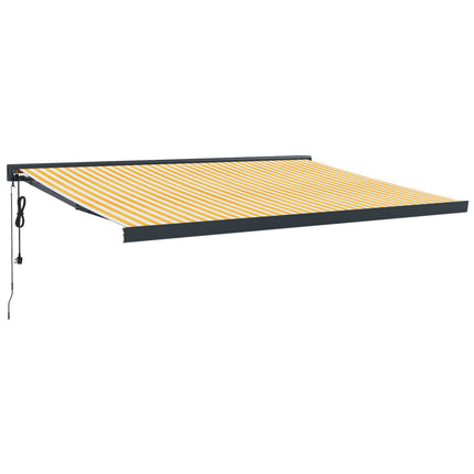 Tenda Sole Retrattile Gialla e Bianca 4x3 m Tessuto e Alluminio
