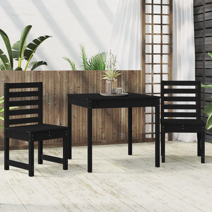 Set da Bistrot da Giardino 3 pz Nero in Legno Massello di Pino