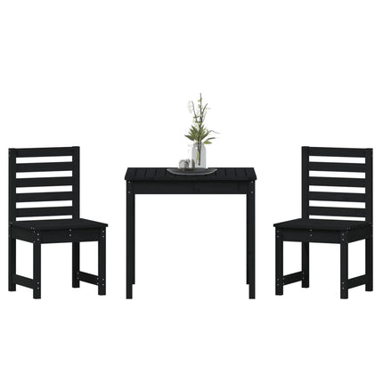 Set da Bistrot da Giardino 3 pz Nero in Legno Massello di Pino