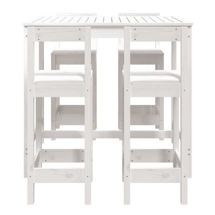 Set Bar da Giardino 5 pz Bianco in Legno Massello di Pino