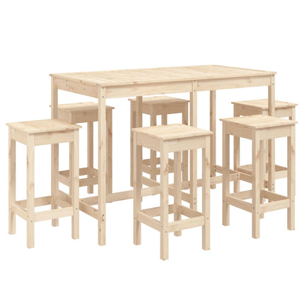 Set Bar da Giardino 7 pz in Legno Massello di Pino