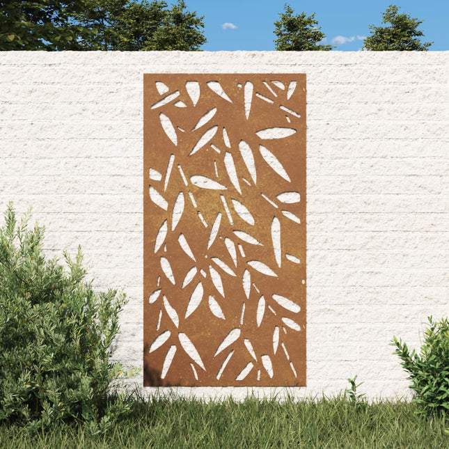 Decorazione Muro Giardino 105x55 cm Foglie BambÃƒÂ¹ Acciaio Corten