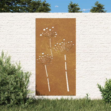 Decorazione Muro da Giardino 105x55 cm Fiore in Acciaio Corten