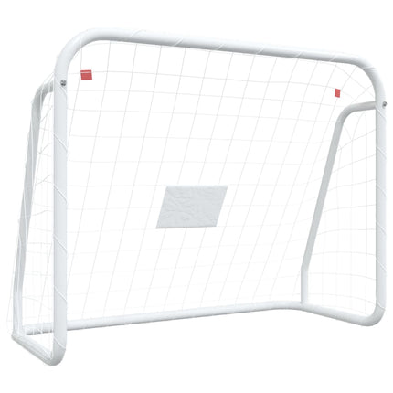 Porta da Calcio con Rete Bianca 125x96x60 cm Acciaio Poliestere