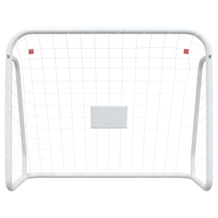 Porta da Calcio con Rete Bianca 125x96x60 cm Acciaio Poliestere