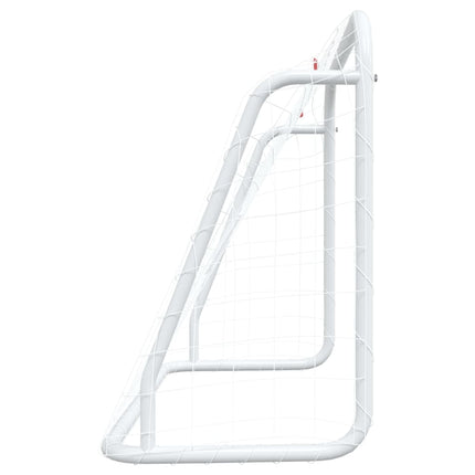 Porta da Calcio con Rete Bianca 125x96x60 cm Acciaio Poliestere