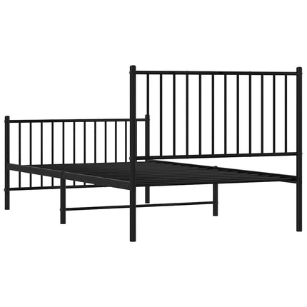 Giroletto con Testiera e Pediera Metallo Nero 100x190 cm
