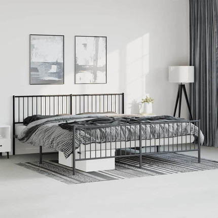 Giroletto con Testiera e Pediera Metallo Nero 193x203 cm