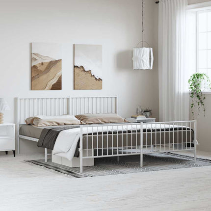 Giroletto con Testiera e Pediera Metallo Bianco 183x213 cm