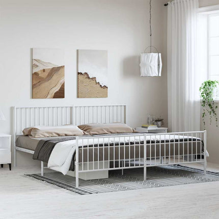 Giroletto con Testiera e Pediera Metallo Bianco 193x203 cm