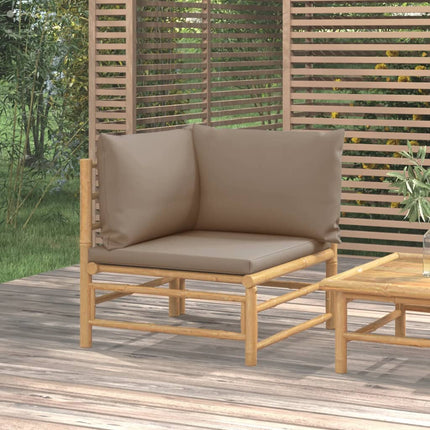 Divano Angolare da Giardino con Cuscini Tortora in BambÃƒÂ¹