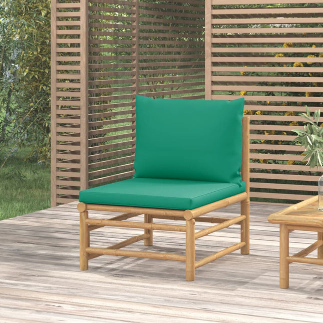 Divano Centrale da Giardino con Cuscini Verdi in BambÃ¹