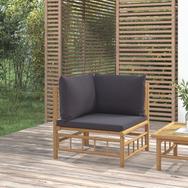 Divano Angolare da Giardino con Cuscini Grigio Scuro BambÃ¹