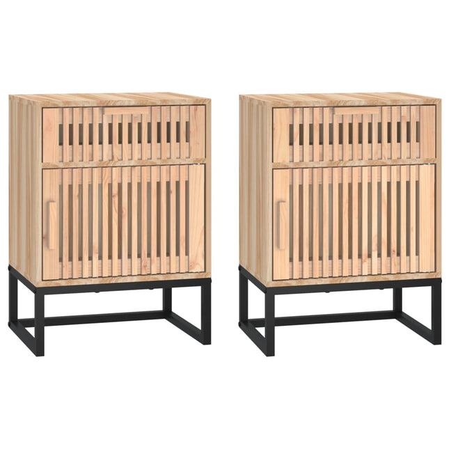 Comodini 2 pz 40x30x55,5 cm Legno Multistrato e Ferro
