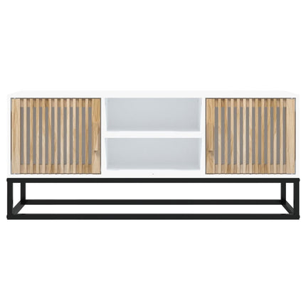 Mobile Porta TV Bianco 105x30x45cm in Legno Multistrato e Ferro