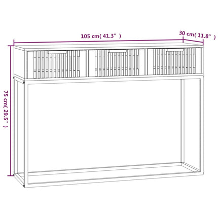 Tavolino Consolle Nero 105x30x75 cm Legno Multistrato e Ferro