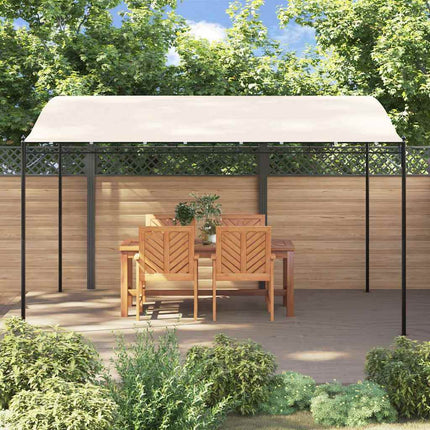 Tettoia Crema 4x3 m 180 g/mÃƒâ€šÃ‚Â² Tessuto e Acciaio