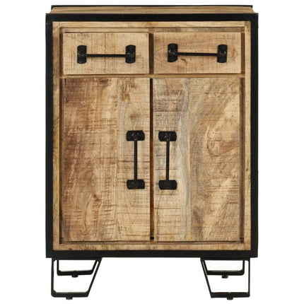 Credenza 2 Cassetti 53x31x72 cm Legno Massello di Mango e Ferro