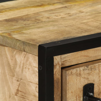 Credenza 2 Cassetti 53x31x72 cm Legno Massello di Mango e Ferro