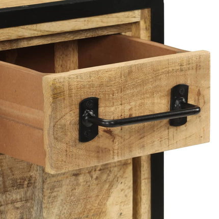 Credenza 2 Cassetti 53x31x72 cm Legno Massello di Mango e Ferro