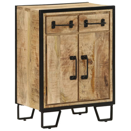 Credenza 2 Cassetti 53x31x72 cm Legno Massello di Mango e Ferro