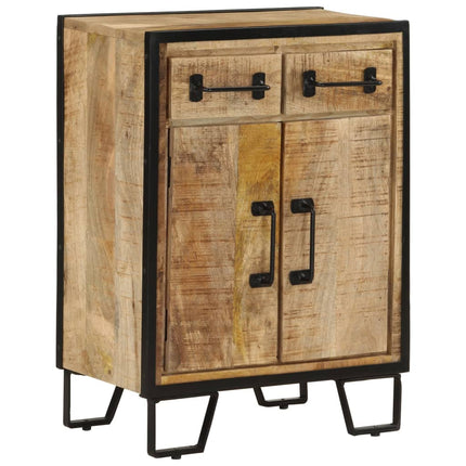 Credenza 2 Cassetti 53x31x72 cm Legno Massello di Mango e Ferro