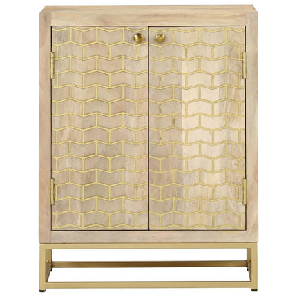Credenza con 2 Ante 55x30x70 cm in Legno Massello di Mango