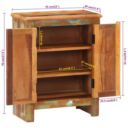 Credenza con 2 Ante 55x30x70 cm in Legno Massello di Recupero