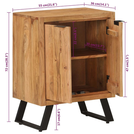Credenza con 2 Ante 55x36x72 cm in Legno Massello di Acacia