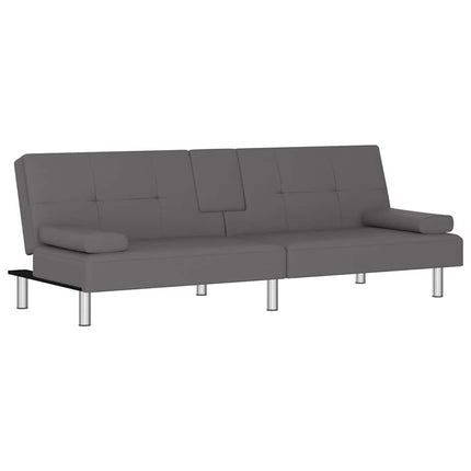 Divano Letto con Portabicchieri in Similpelle Grigio