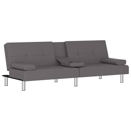 Divano Letto con Portabicchieri in Similpelle Grigio