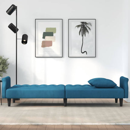 Divano Letto con Braccioli Blu in Velluto