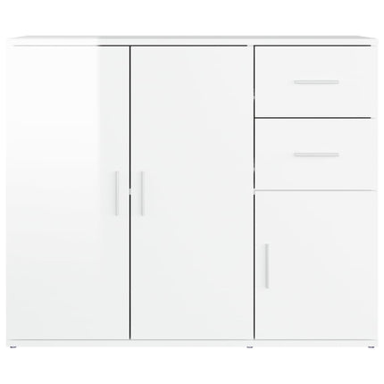 Credenza Bianco Lucido 91x29,5x75 cm in Legno Multistrato