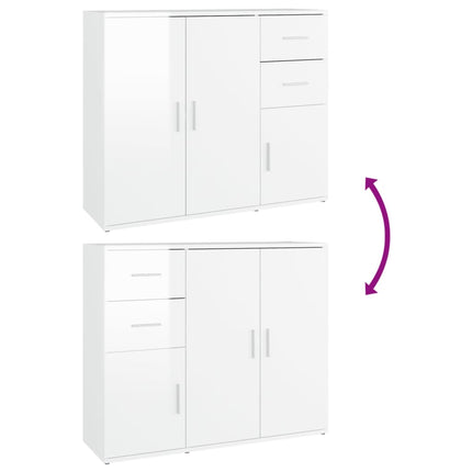 Credenza Bianco Lucido 91x29,5x75 cm in Legno Multistrato