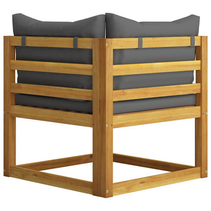 Set Divani 2pz con Cuscini Grigio Scuro Legno Massello Acacia