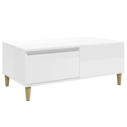 Tavolino Salotto Bianco Lucido 90x50x36,5 cm Legno Multistrato