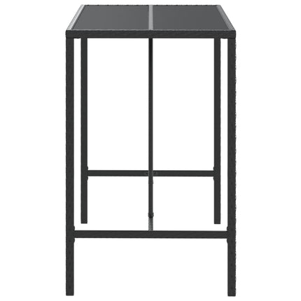 Tavolo da Bar con Piano in Vetro Nero 110x70x110 cm Polyrattan
