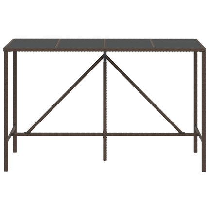 Tavolo Bar con Piano in Vetro Marrone 180x70x110 cm Polyrattan