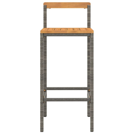Sgabelli da Bar 4pz Grigi Polyrattan e Legno Massello di Acacia