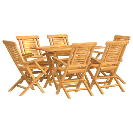 Set da Pranzo da Giardino 7 pz in Legno Massello di Teak